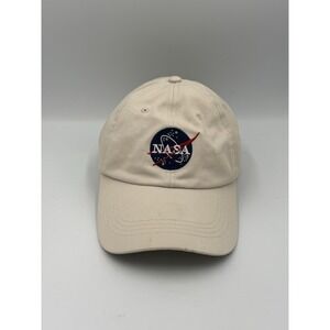Vintage NASA Embroidered Tan Baseball Cap Hat Adjustable 100% Cotton